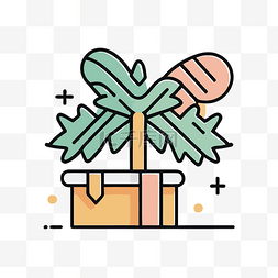 盒子里的棕榈树，上面有树插图的