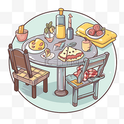 卡通贴纸矢量图图片_意大利餐桌食物矢量图 iziemdr剪贴