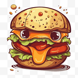 汉堡食品图片_芝士汉堡剪贴画卡通卡通可爱汉堡
