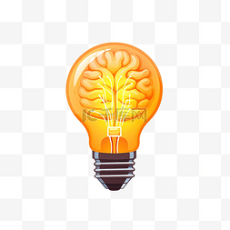 主意电灯泡图片_大脑在灯泡平面插图