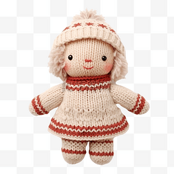 穿着毛衣的图片_穿着圣诞针织毛衣的可爱布娃娃，
