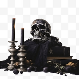 段和女巫图片_女巫桌上的黑色蜡烛橹神秘占卜和