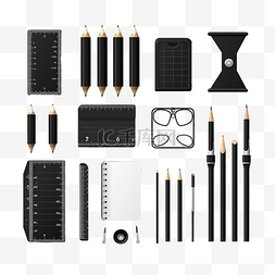 网络工具图片_铅笔文具收集工具黑色主题