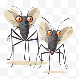 蚊子剪贴画卡通一对蚊子站着，虫
