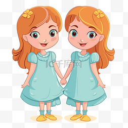 目前的剪贴画图片_姐妹剪贴画双胞胎卡通人物双胞胎