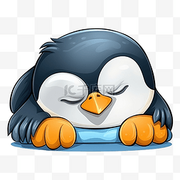冬天休班睡觉的图片_企鹅睡觉的卡通人物裁剪出来