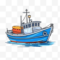 涂鸦风格的渔船插图