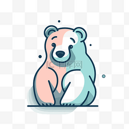 只为图片_一只熊可爱的蓝色和粉色图标矢量