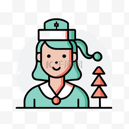护士背景图片_打扮成医生的女人的图形线条插图