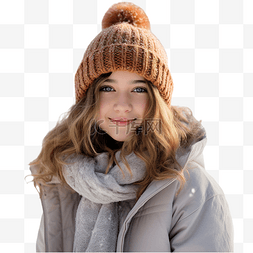 雪山雪图片_冬天公园里穿暖和衣服的圣诞女孩