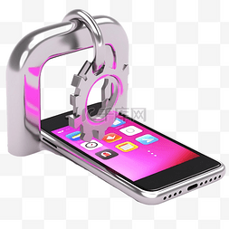 手机上安全挂锁的 3d 插图