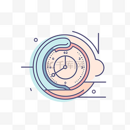 时钟图标和形状用彩色铅笔勾勒出