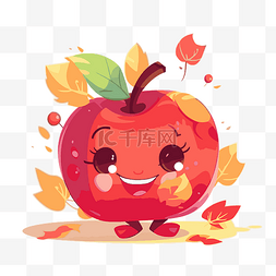 秋天的树叶剪贴画图片_秋天的苹果剪贴画赤壁红苹果与秋