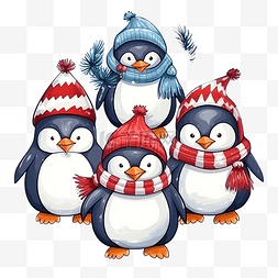 圣诞圈可爱的卡通快乐有趣的企鹅