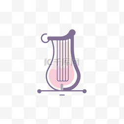 紫色和粉色竖琴图标 向量