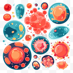 氣球背景图片_白色背景卡通上微观细菌的细胞剪