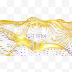 金色科技粒子图片_大数据波纹光效横图金色