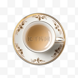 白色的熱氣图片_英式茶杯的顶视图