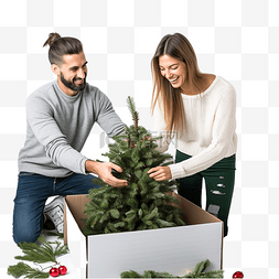 情侣组装圣诞树