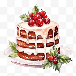 新年海图片_圣诞蛋糕水彩插图