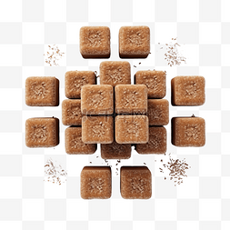 饼干正方形图片_从顶视图角度对单个和堆叠的棕色