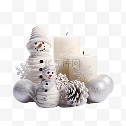 手工雪人图片_白桌上有雪人和装饰品的圣诞组合