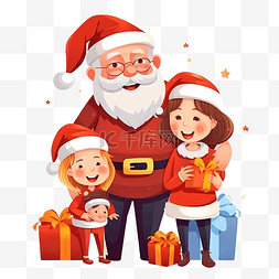 乐趣装饰图片_祖父带着儿子和孙女在圣诞节装饰