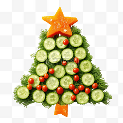 素食可食用图片_有趣的可食用圣诞树，由黄瓜和胡