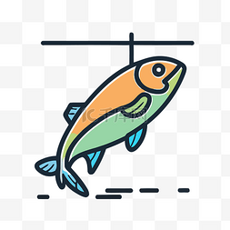 鱼的插图图片_鼻子上有鱼的线条图标 向量