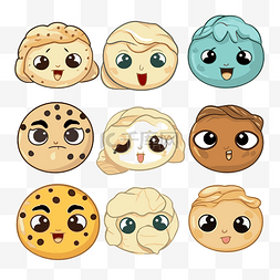可爱的饼干图片_pupusas 剪贴画可爱的饼干脸卡通套