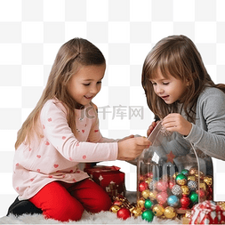喜欢糖果的女孩图片_圣诞树和壁炉附近的小孩子手里拿