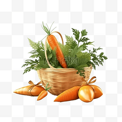 蔬菜的种类图片_3d 渲染复活节套装中的胡萝卜