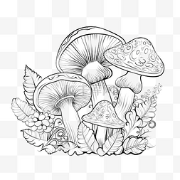 黑白三角板图片_zentangle 风格的蘑菇和蜗牛黑白轮
