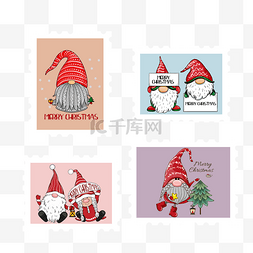 红色组合边框图片_圣诞侏儒邮票组合红色