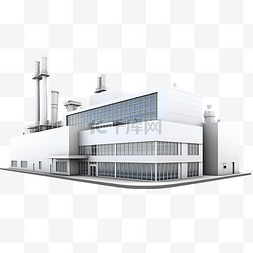 工业厂房的 3d 插图代表工厂建筑