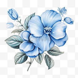 藍色花朵插畫