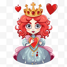 卡通女孩皇冠图片_心形女王剪贴画卡通国王或皇冠人