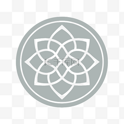 莲花对称图片_白色和灰色莲花圆圈徽标 向量