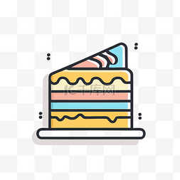 线条蛋糕矢量图片_白色背景上最小线条样式的蛋糕图