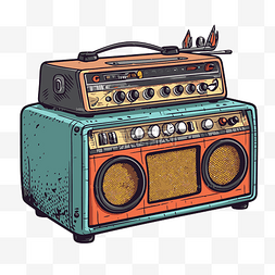 卡通老式收音机图片_amp 剪贴画老式收音机和 amp 图标插