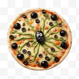 万圣节橄榄蜘蛛玛格丽塔披萨的创