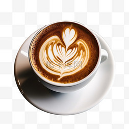 立体咖啡拉花图片_简洁拉花咖啡元素立体免抠图案