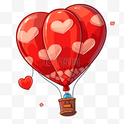 情人节剪贴画图片_情人节气球剪贴画卡通心热气球 