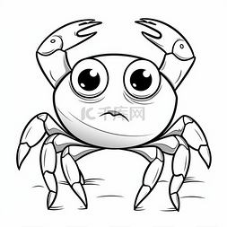 白色螃蟹卡通图片_螃蟹卡通螃蟹着色页卡通页面与可