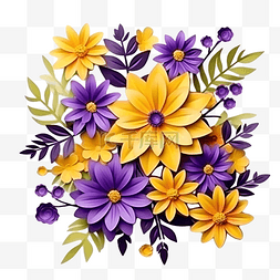 你若精彩图片_3d 渲染黄色花朵与紫色隔离