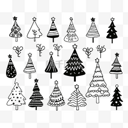 矢量圣诞树插画图片_圣诞树剪贴画设置与玩具手绘矢量