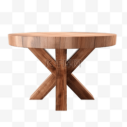 木桌 3d 插图