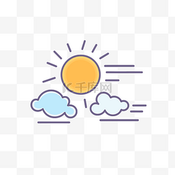 太阳和云的天气图标线图 向量