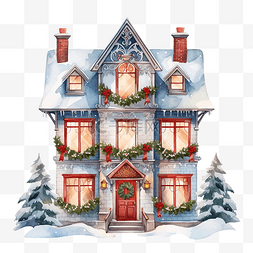 圣诞冬季景房子图片_为圣诞节装饰的可爱时尚的欧洲房