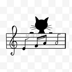 可爱的乐符图片_音乐猫咪创意五线谱